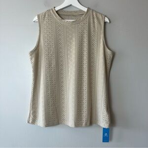 NWT Cupshe Beige Eyelet Sleeveless Top Large